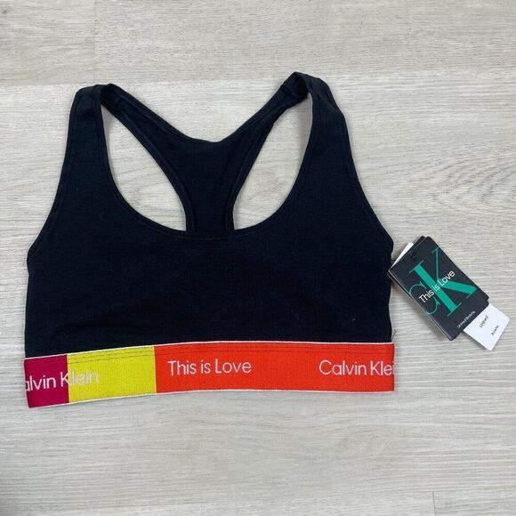 Calvin Klein This is Love Bralette Womens Medium Black Pride Rainbow QF7253 001 - Picture 3 of 5